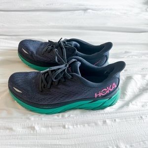 Hoka One Clifton 8 Sneakers Size 9B Women's Navy Running Shoes